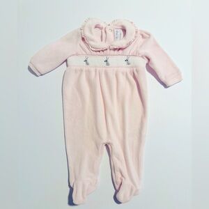 Rock a Bye Baby Pink Easter Bunny Smocked One Piece Size 0-3M